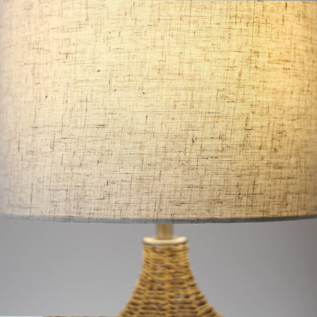 Tilda Table Lamp with Hemp Rope Base and Linen Shade.