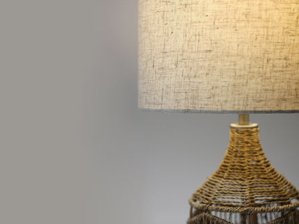 Tilda Table Lamp with Hemp Rope Base and Linen Shade.