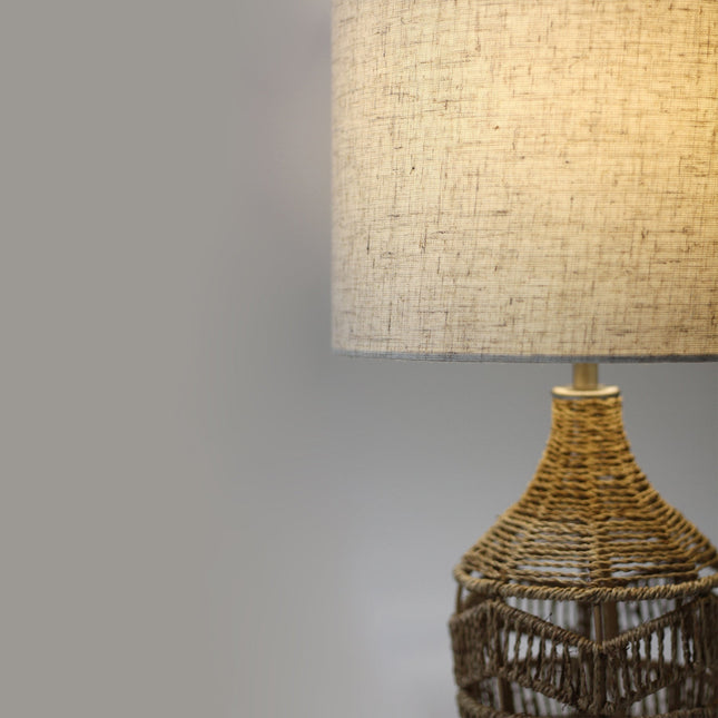 Tilda Table Lamp with Hemp Rope Base and Linen Shade.