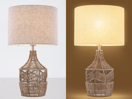 Tilda Table Lamp with Hemp Rope Base and Linen Shade.