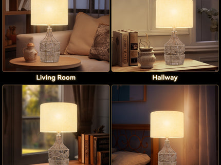 Tilda Table Lamp with Hemp Rope Base and Linen Shade.
