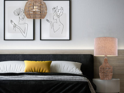 Tilda Table Lamp with Hemp Rope Base and Linen Shade.