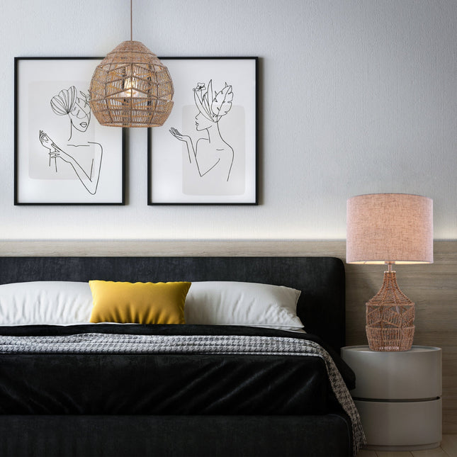 Tilda Table Lamp with Hemp Rope Base and Linen Shade.