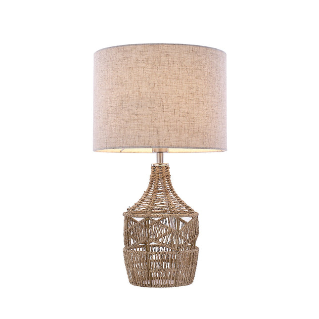 Tilda Table Lamp with Hemp Rope Base and Linen Shade.