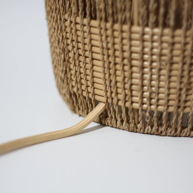 Tilda Floor Lamp with Hemp Rope Base and Linen Shade for Living Room Decor.