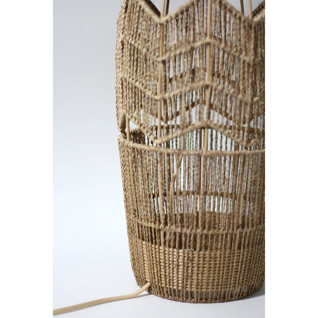 Tilda Floor Lamp with Hemp Rope Base and Linen Shade for Living Room Decor.