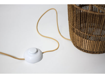 Tilda Floor Lamp with Hemp Rope Base and Linen Shade for Living Room Decor.