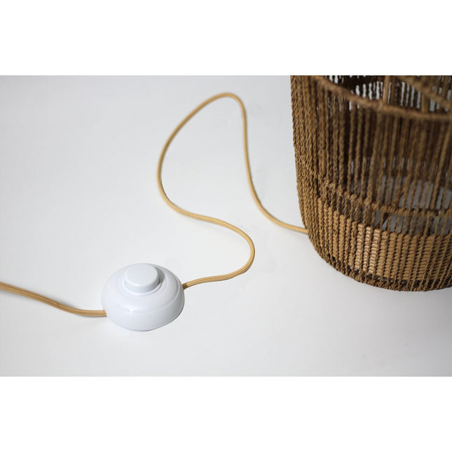 Tilda Floor Lamp with Hemp Rope Base and Linen Shade for Living Room Decor.