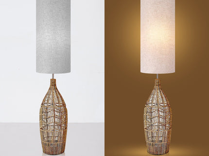 Tilda Floor Lamp with Hemp Rope Base and Linen Shade for Living Room Decor.