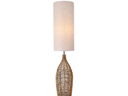 Tilda Floor Lamp with Hemp Rope Base and Linen Shade for Living Room Decor.