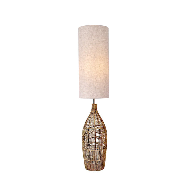 Tilda Floor Lamp with Hemp Rope Base and Linen Shade for Living Room Decor.