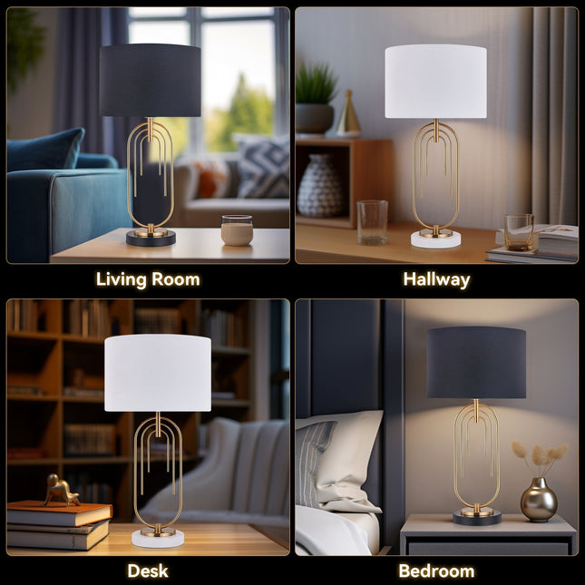 Fleur Table Lamp White Black Elegant Home Decor Light.