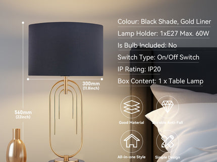 Fleur Table Lamp White Black Elegant Home Decor Light.