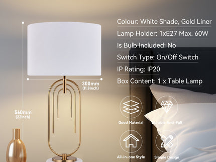 Fleur Table Lamp White Black Elegant Home Decor Light.