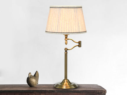 Nicollete Table Lamp with Brass Stand and Fabric Shade.
