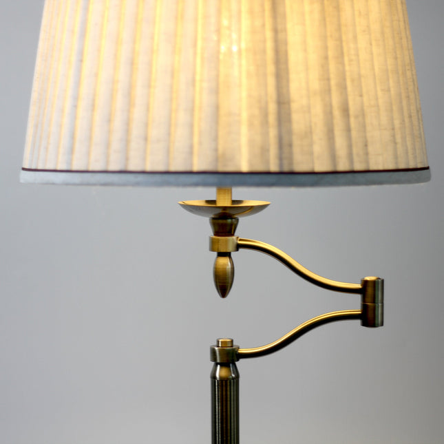 Nicollete Floor Lamp with Brass Stand and Fabric Shade.