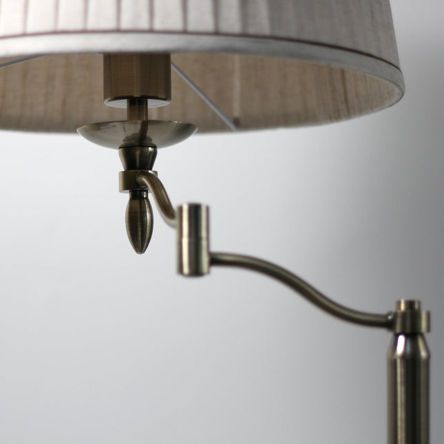 Nicollete Floor Lamp with Brass Stand and Fabric Shade.