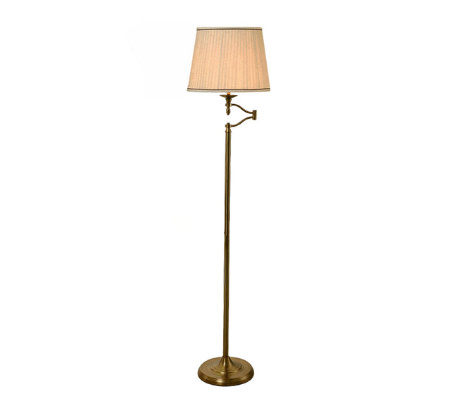 Nicollete Floor Lamp with Brass Stand and Fabric Shade.