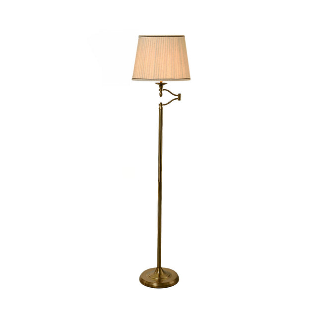 Nicollete Floor Lamp with Brass Stand and Fabric Shade.