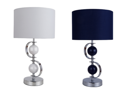 Rialto Table Lamp Navy White Modern Accent Light for Living Room.