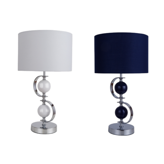 Rialto Table Lamp Navy White Modern Accent Light for Living Room.