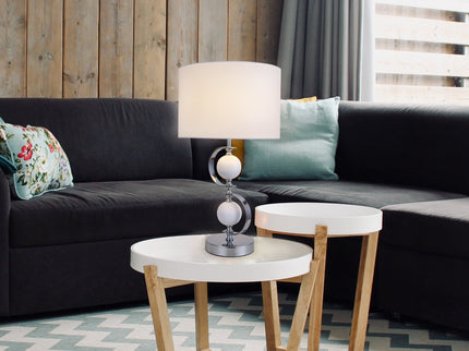 Rialto Table Lamp Navy White Modern Accent Light for Living Room.