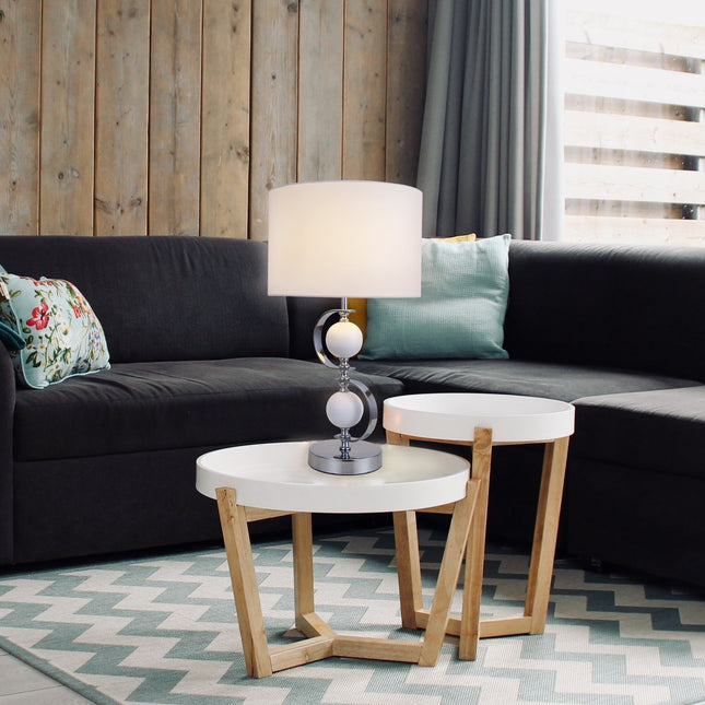 Rialto Table Lamp Navy White Modern Accent Light for Living Room.