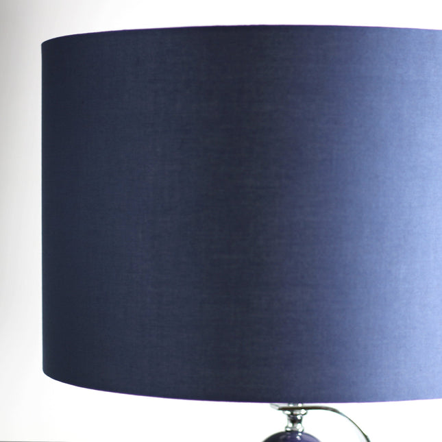 Rialto Floor Lamp Navy White Modern Linen Shade 160cm.
