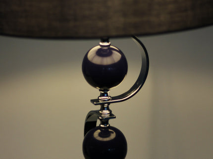 Rialto Floor Lamp Navy White Modern Linen Shade 160cm.