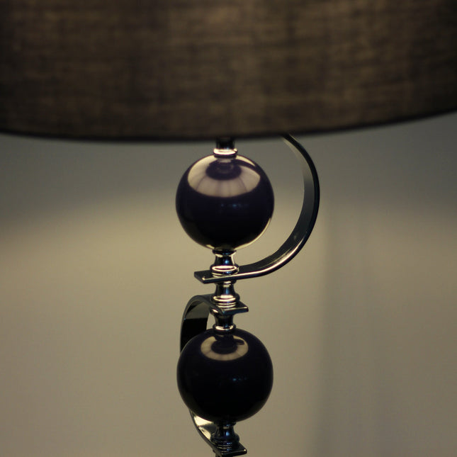 Rialto Floor Lamp Navy White Modern Linen Shade 160cm.
