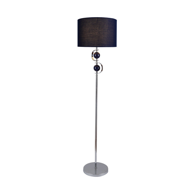 Rialto Floor Lamp Navy White Modern Linen Shade 160cm.
