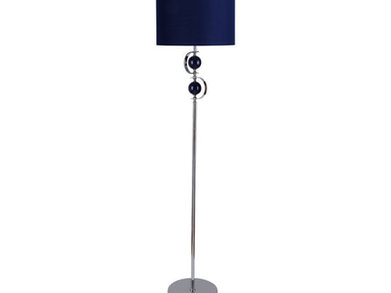 Rialto Floor Lamp Navy White Modern Linen Shade 160cm.