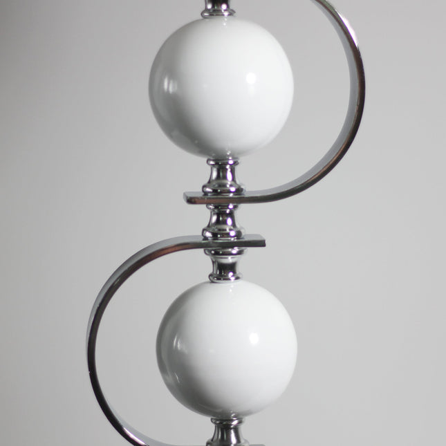 Rialto Floor Lamp Navy White Modern Linen Shade 160cm.