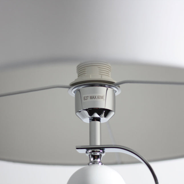 Rialto Floor Lamp Navy White Modern Linen Shade 160cm.