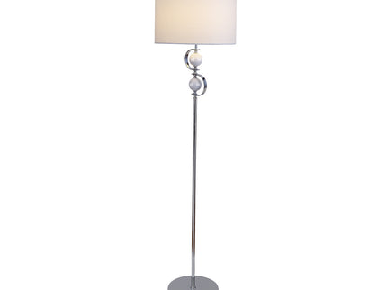 Rialto Floor Lamp Navy White Modern Linen Shade 160cm.