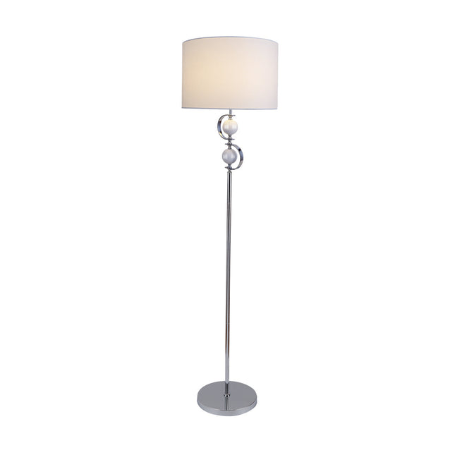 Rialto Floor Lamp Navy White Modern Linen Shade 160cm.