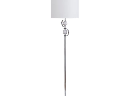Rialto Floor Lamp Navy White Modern Linen Shade 160cm.