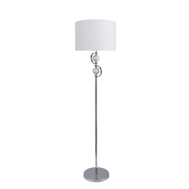 Rialto Floor Lamp Navy White Modern Linen Shade 160cm.