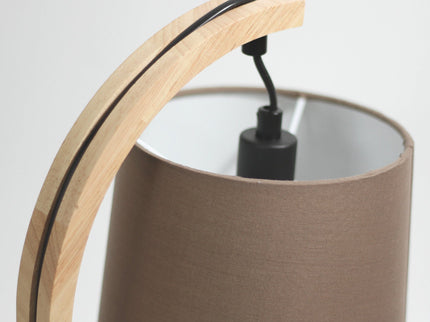 Thorina Table Lamp with Linen Shade and Black Metal Base.
