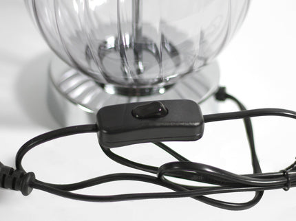 Evaine Table Lamp White Grey Vintage Style with Glass Stem.
