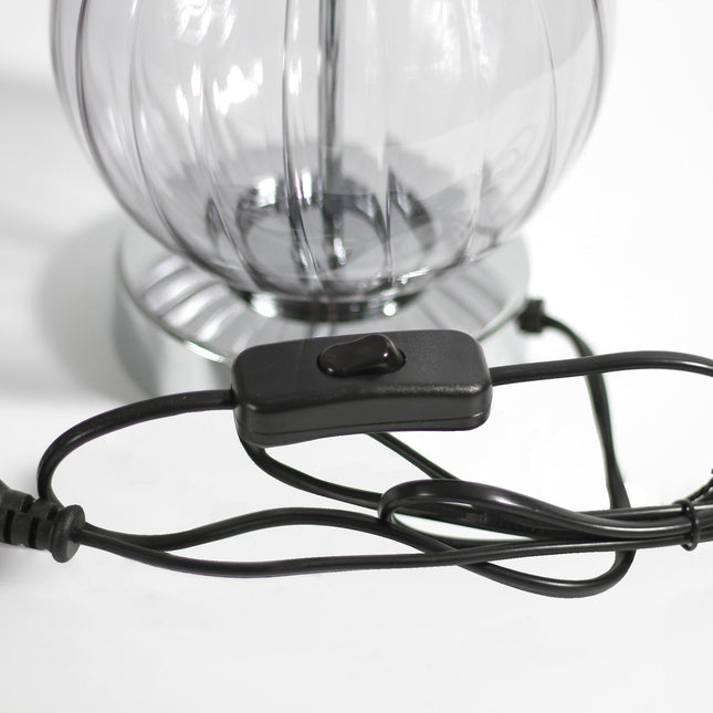 Evaine Table Lamp White Grey Vintage Style with Glass Stem.