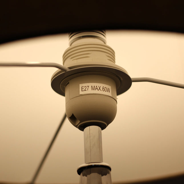 Evaine Table Lamp White Grey Vintage Style with Glass Stem.