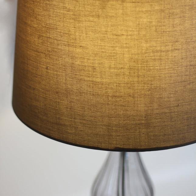 Evaine Table Lamp White Grey Vintage Style with Glass Stem.