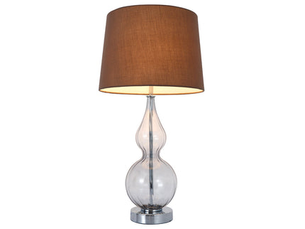 Evaine Table Lamp White Grey Vintage Style with Glass Stem.