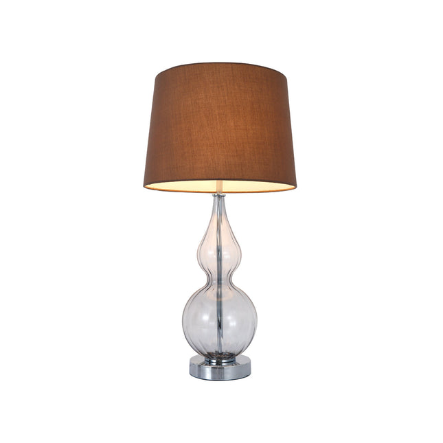 Evaine Table Lamp White Grey Vintage Style with Glass Stem.