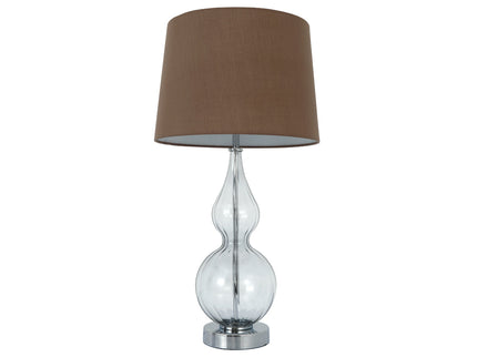 Evaine Table Lamp White Grey Vintage Style with Glass Stem.
