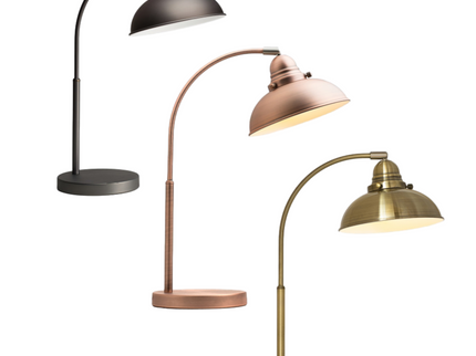 Manor Metal Table Lamp Weathered Brass Antique Copper or Chrome.
