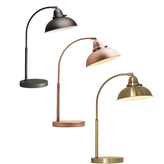 Manor Metal Table Lamp Weathered Brass Antique Copper or Chrome.