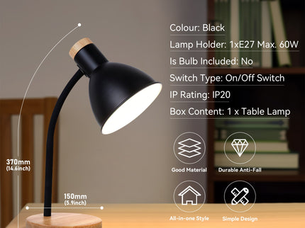 Merete Table Lamp White Black Modern Indoor Lighting for Home.