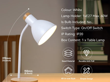 Merete Table Lamp White Black Modern Indoor Lighting for Home.